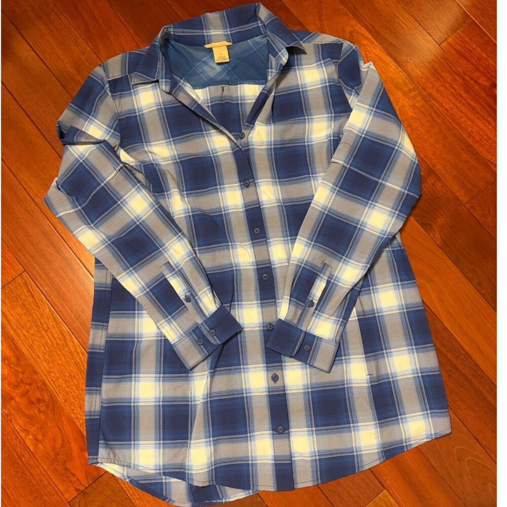 Duluth Trading Plaid Stretch Vented Button-Down Shirt Size L